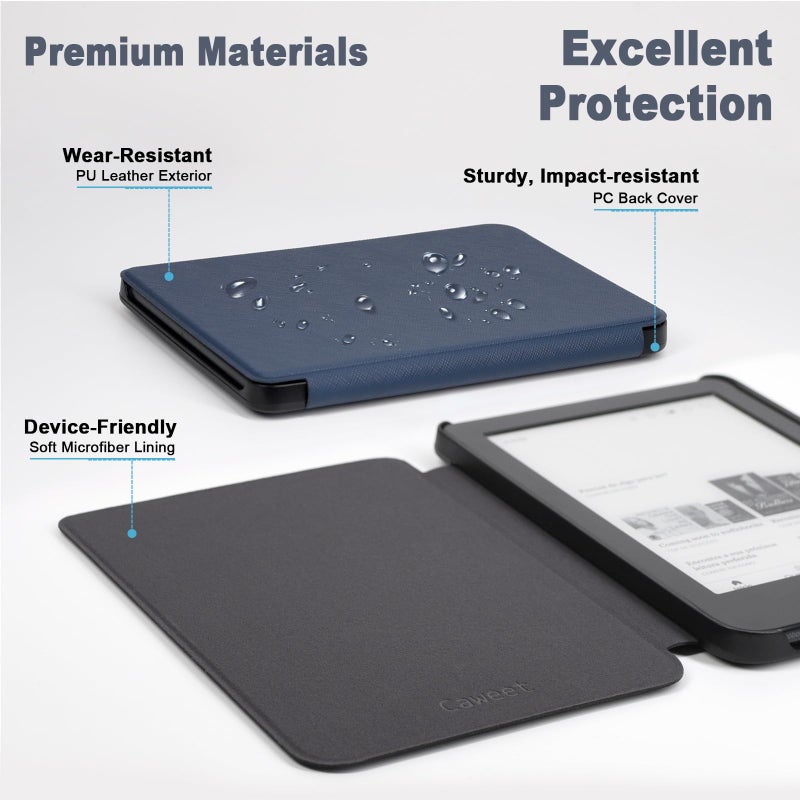 Caweet Case for Kobo Clara Colour/Kobo Clara BW 6 Inch 2024 Release, Ultra Lightweight PU Leather Shell Cover with Auto Wake/Sleep, Green - Image 4