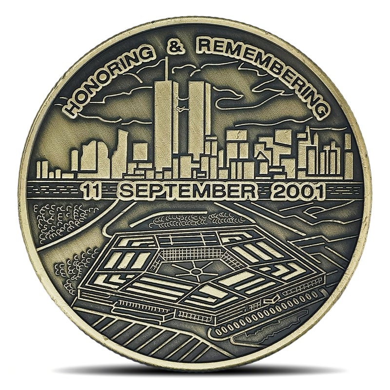 Rumkou 911 Memorial Challenge Coin Honoring and Remembering September 11 2001 - Image 3