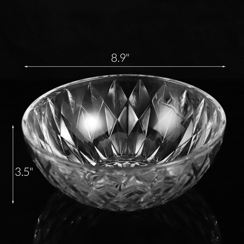 ZOOFOX 4 Pack Clear Plastic Serving Bowls Large Unbreakable Salad Bowls for Fruit Salad Popcorn Chips Dips Condiments Party Snack and More 9 inch - Image 2