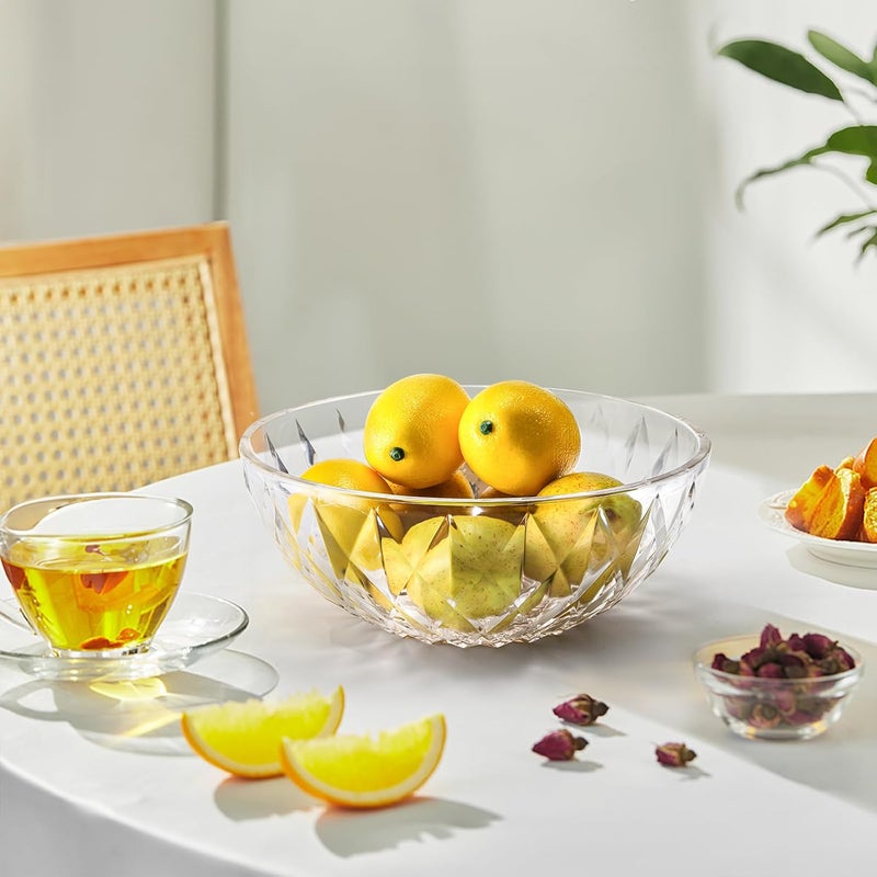ZOOFOX 4 Pack Clear Plastic Serving Bowls Large Unbreakable Salad Bowls for Fruit Salad Popcorn Chips Dips Condiments Party Snack and More 9 inch - Image 5