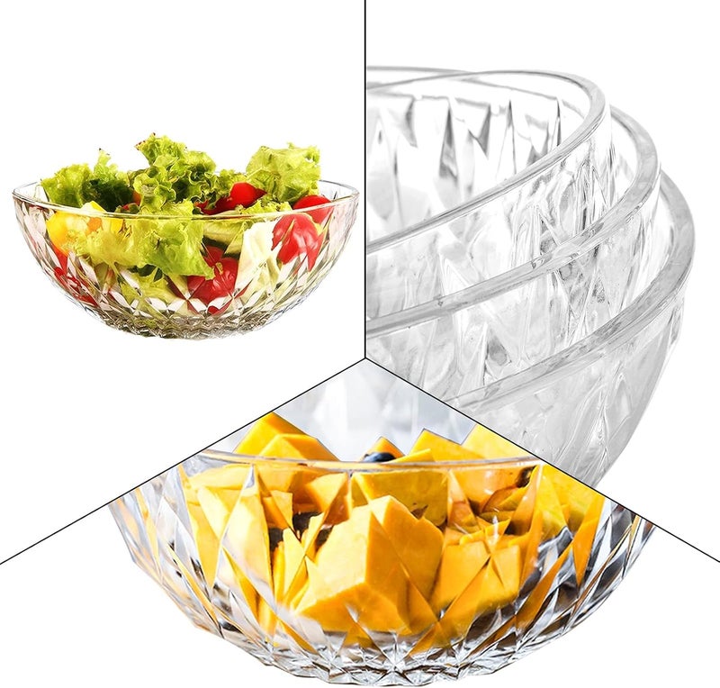 ZOOFOX 4 Pack Clear Plastic Serving Bowls Large Unbreakable Salad Bowls for Fruit Salad Popcorn Chips Dips Condiments Party Snack and More 9 inch - Image 3