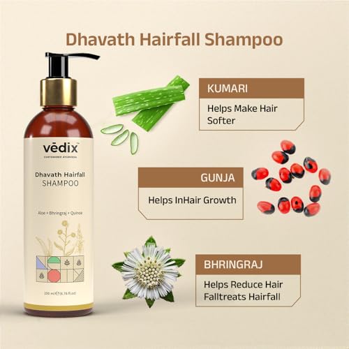 Vedix Dhavath Hair Fall Control Shampoo For Normal-Oily Hair | Ayurvedic Shampoo for Men & Women | Combo Pack | 200 ml*2 - Image 2