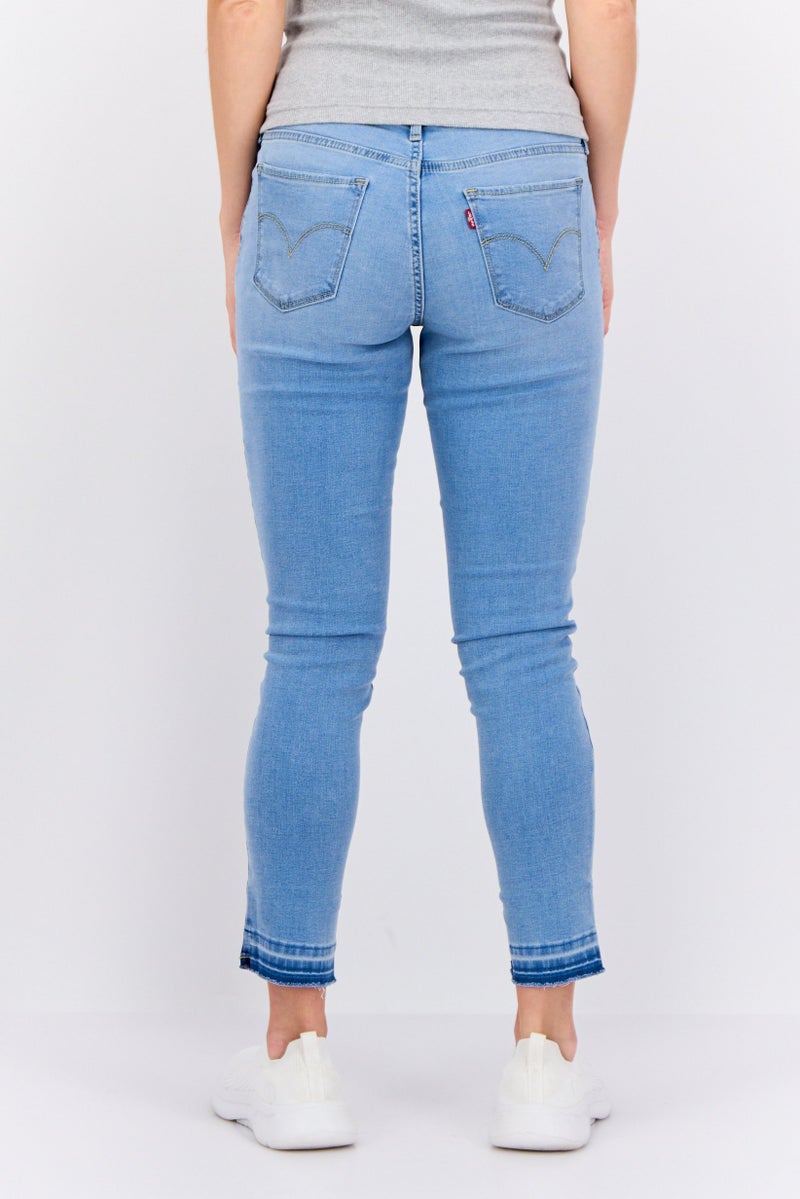 Women Skinny Fit Washed Stretchable Denim, Blue