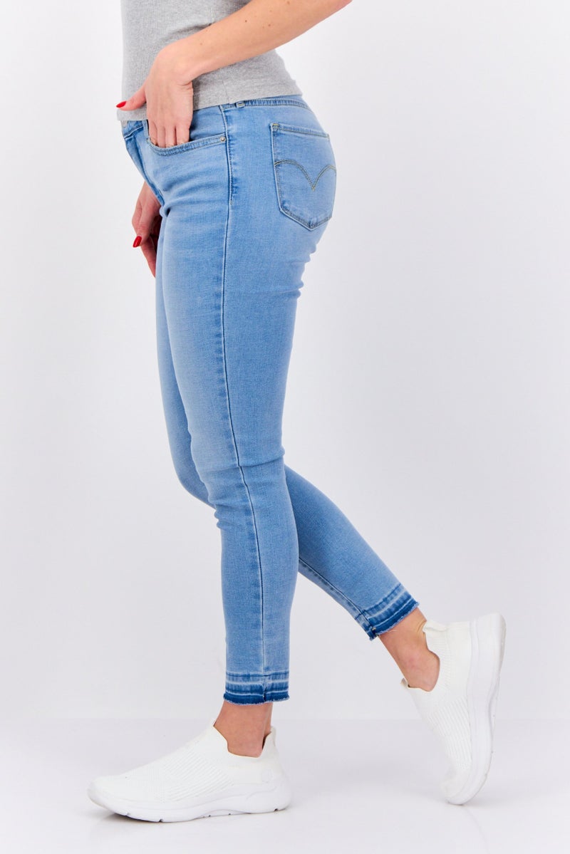 Women Skinny Fit Washed Stretchable Denim, Blue