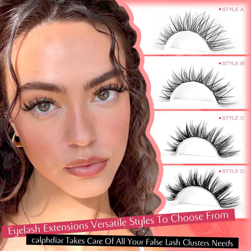 calphdiar Wispy Lash Clusters Natural Eyelash Clusters 230pcs Cluster Eyelash Extensions 4 Styles Individual Lashes 10-18mm Eyelashes DIY Lash Extension Natural Look Lash Cluster Wispy by calphdiar - Image 5