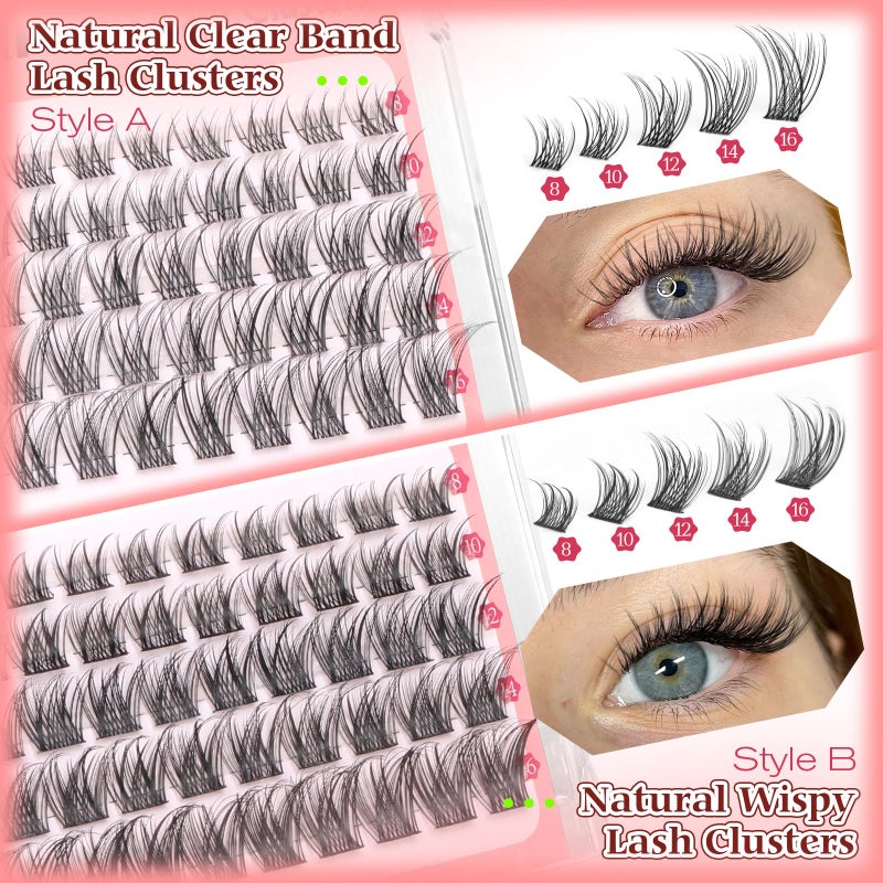 calphdiar Wispy Lash Clusters Natural Eyelash Clusters 230pcs Cluster Eyelash Extensions 4 Styles Individual Lashes 10-18mm Eyelashes DIY Lash Extension Natural Look Lash Cluster Wispy by calphdiar - Image 2