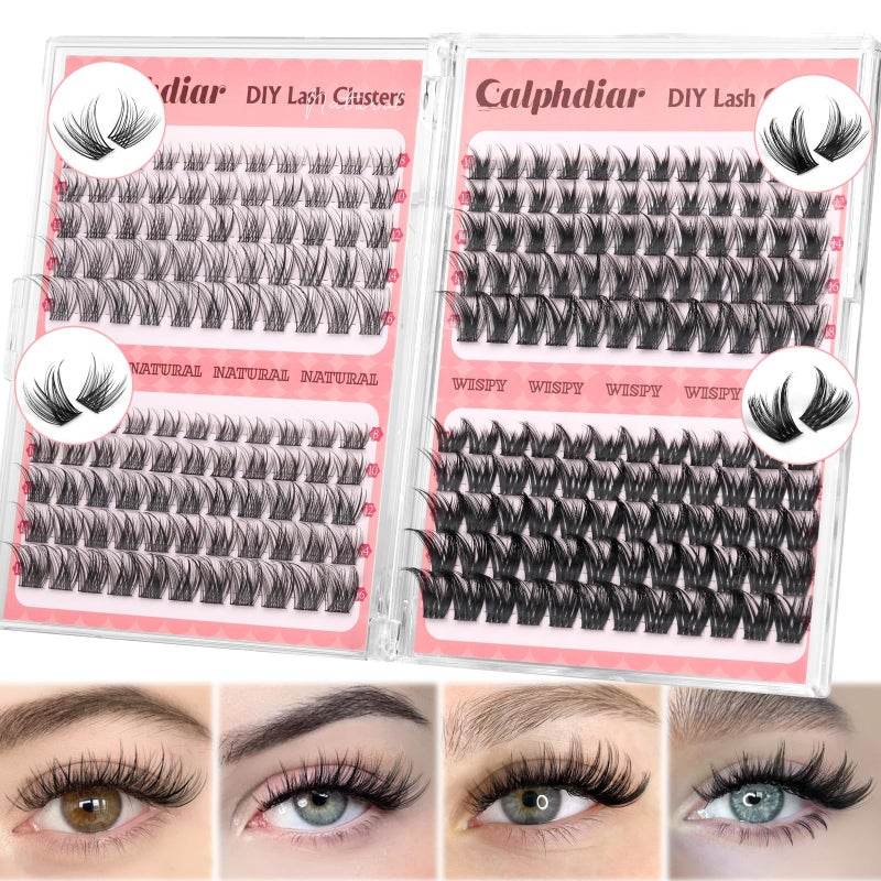 calphdiar Wispy Lash Clusters Natural Eyelash Clusters 230pcs Cluster Eyelash Extensions 4 Styles Individual Lashes 10-18mm Eyelashes DIY Lash Extension Natural Look Lash Cluster Wispy by calphdiar - Image 1