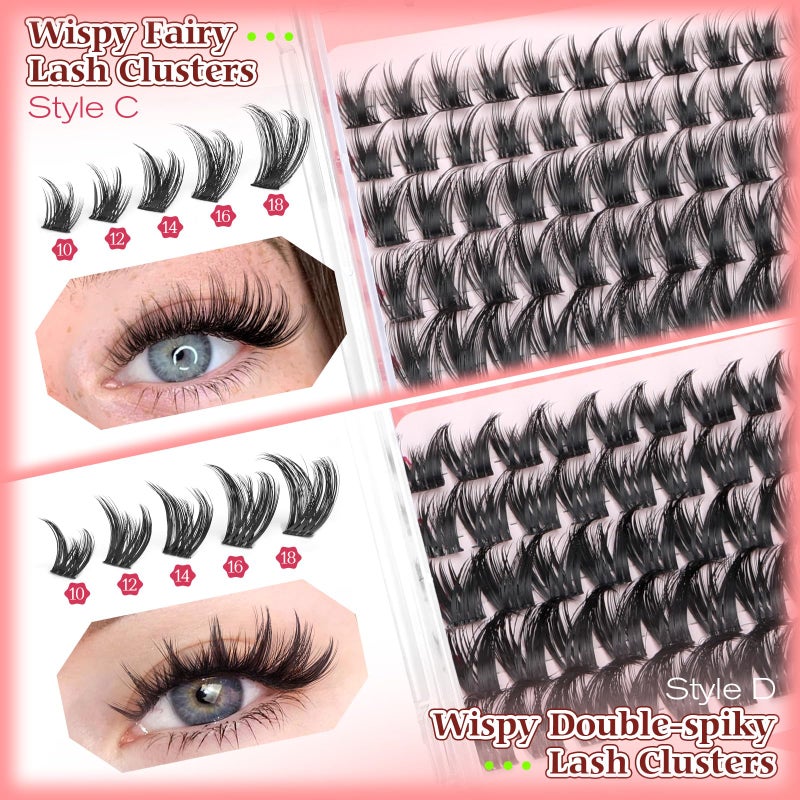 calphdiar Wispy Lash Clusters Natural Eyelash Clusters 230pcs Cluster Eyelash Extensions 4 Styles Individual Lashes 10-18mm Eyelashes DIY Lash Extension Natural Look Lash Cluster Wispy by calphdiar - Image 3