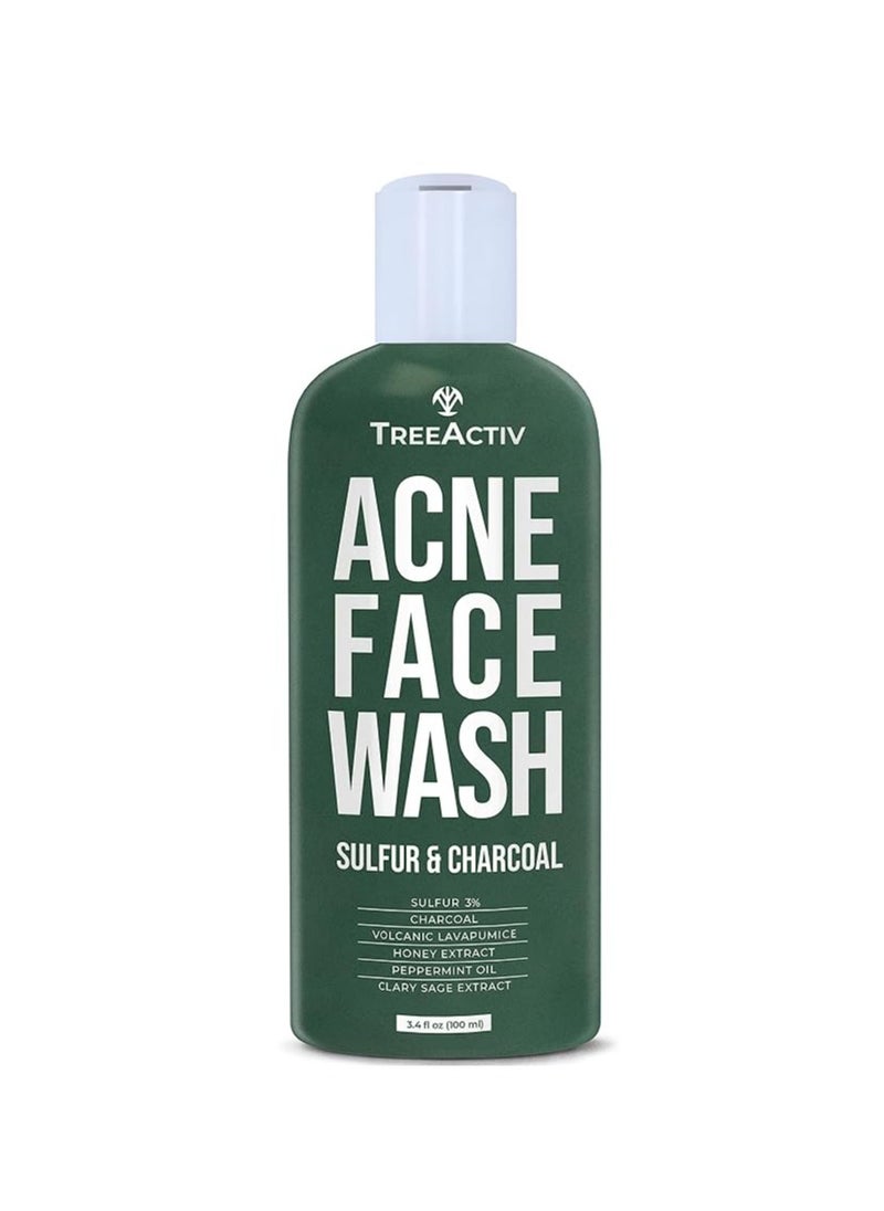 TreeActiv Acne Charcoal Face Wash Deep Cleansing Moisturizing Face Wash for Women and Men 3.4 oz  - Image 1