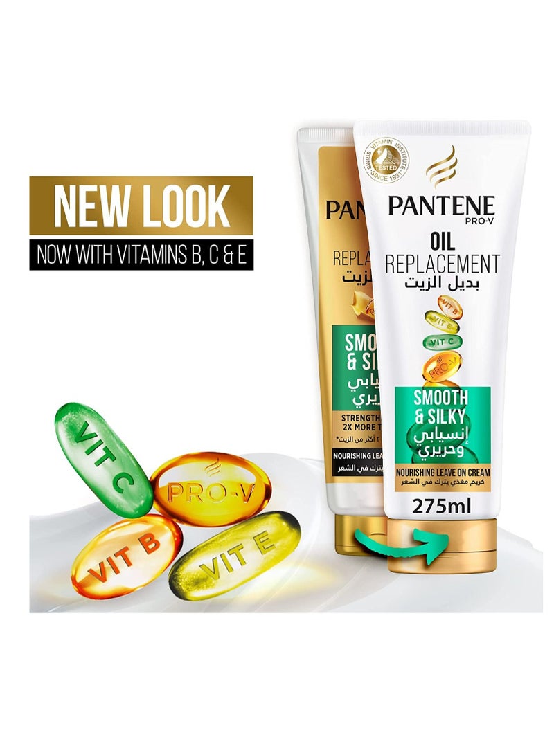 Pantene Pro V Smooth & Silky Oil Replacement For Frizzy Hair, Leave In Conditioner, 275 ML, Multicolor - Image 1