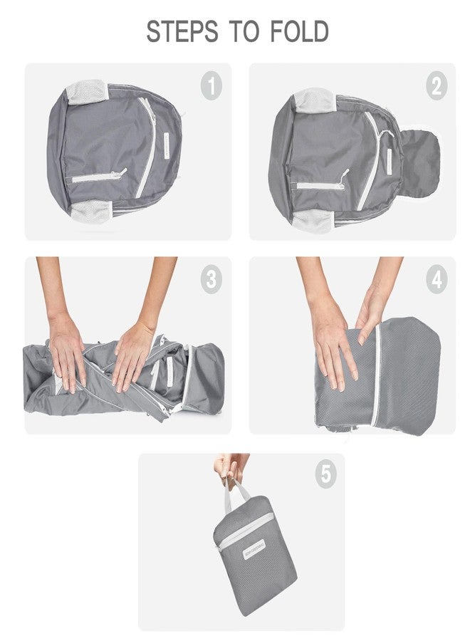BEMYGREENBAG Waterproof foldable backpack lightweight packable bag for outdoor sport swimming kayaking Wet and Dry separated 30L camping backpack (Grey) - Image 5