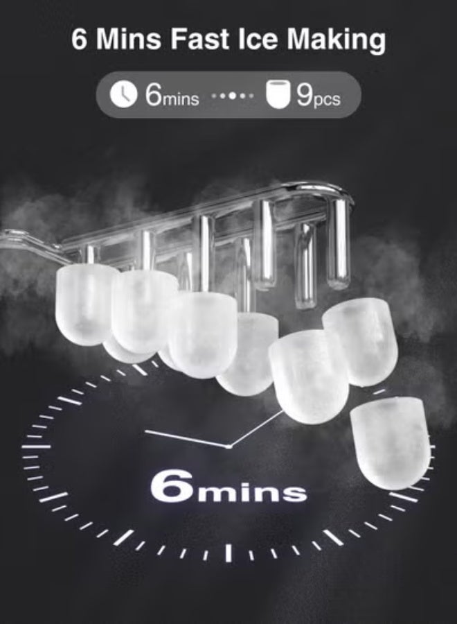 CROWNFUL Smart WiFi Countertop Ice Maker, App Remote Control & Scheduled Ice Making, 9 Bullet Cubes in 6 Minutes, 12kg/24H Portable Ice Machine, 1.2L Tank, 2 Sizes, Self-Cleaning, Black - Image 3