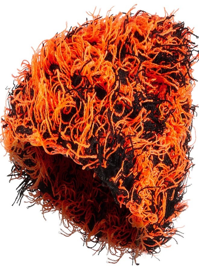 Chuarry Distressed Knitted Beanie Fuzzy Winter Hats Thick Warm Y2k Beanie Snow Knit Cap Skull for Women Men, Assorted Black Orange, One size - Image 1
