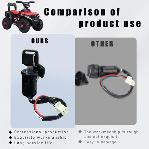 Dickno 2 PCS Motorcycle Ignition Switch, 4 Wire Pin Ignition Switch with 2 Keys, Key Locking Starter Switch Replacement for 50cc to 250cc Go Kart ATV Dirt Bike Scooter Motorcycle - Image 5