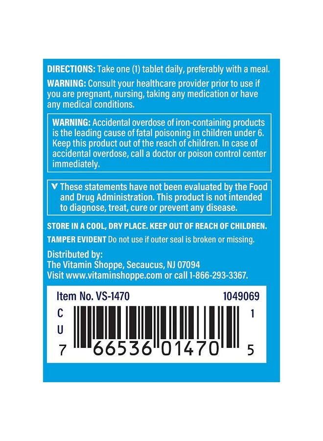The Vitamin Shoppe Iron Complex, for Better Absorption, Supports Immune Health & Energy Production, Essential Mineral, Once Daily (100 Tablets) - Image 4