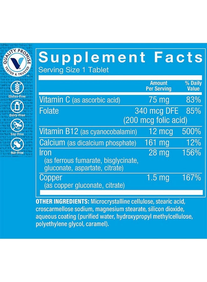 The Vitamin Shoppe Iron Complex, for Better Absorption, Supports Immune Health & Energy Production, Essential Mineral, Once Daily (100 Tablets) - Image 3