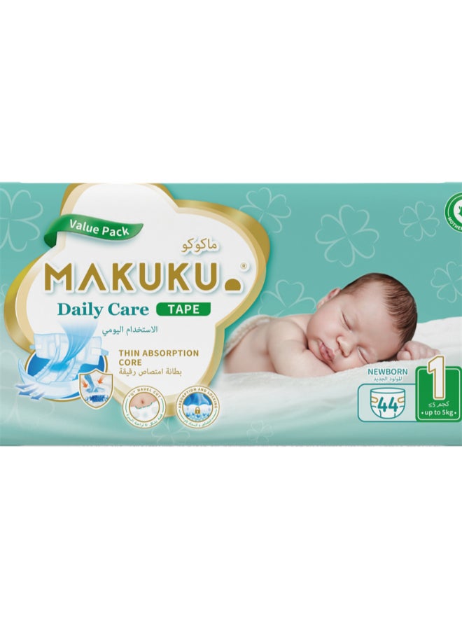 Makuku Daily Care Tape New Born Size 1 Diapers Upto 5 Kg 44 Diapers - Image 1