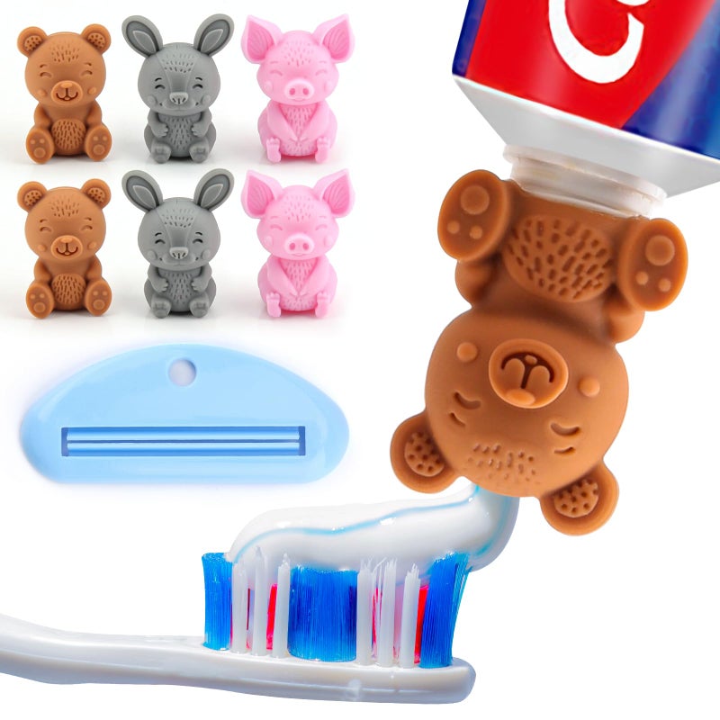 SelfClosing Toothpaste Caps by Tilcare No Waste Cap Dispensers for Kids Bathroom MessFree Toothpaste Lids Easy to Use Food Grade Silicone and BPAFree Toppers