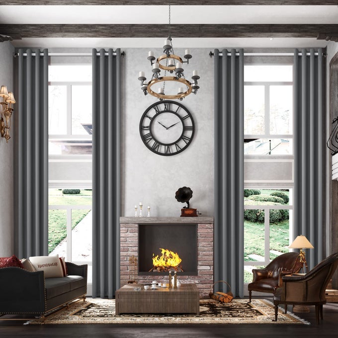 17FT LENGTH EXTRA LONG CURTAIN 204 INCHES LONG LIGHT BLOCKING THERMAL INSULATED 2 STORY CURTAIN FOR HIGH CEILING LIVING ROOM GREY 50 W X 204 L 1 PANEL