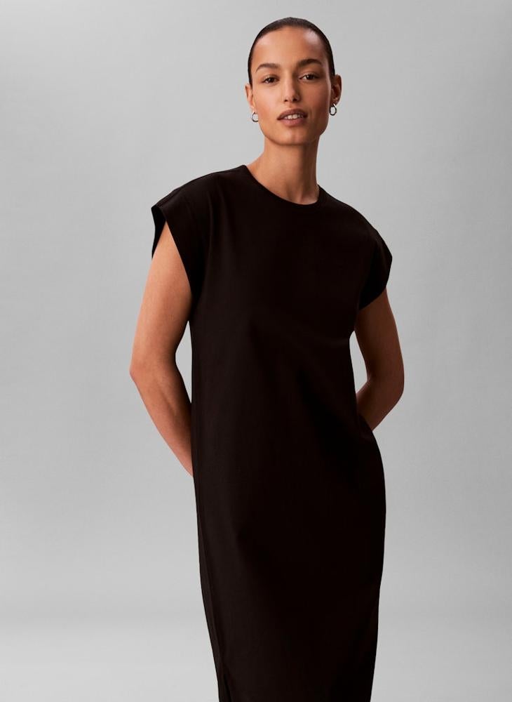 Calvin Klein Jeans Crew Necck Jersey Easy Midi Dress - Image 5