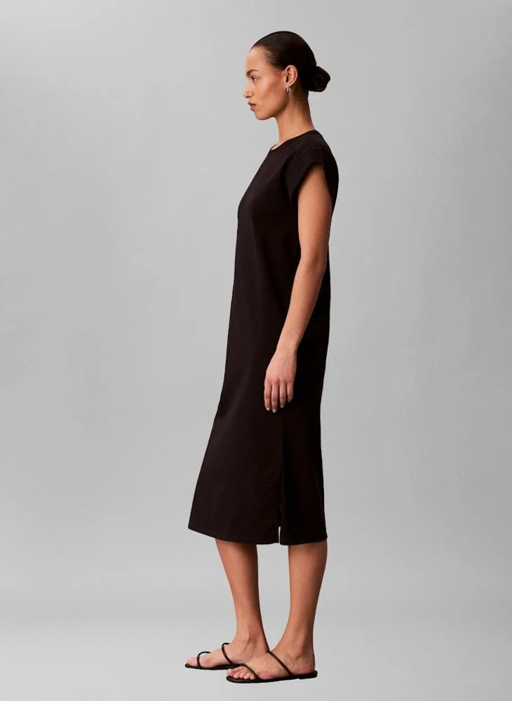 Calvin Klein Jeans black Crew Necck Jersey Easy Midi Dress for Women | Best Price UAE
