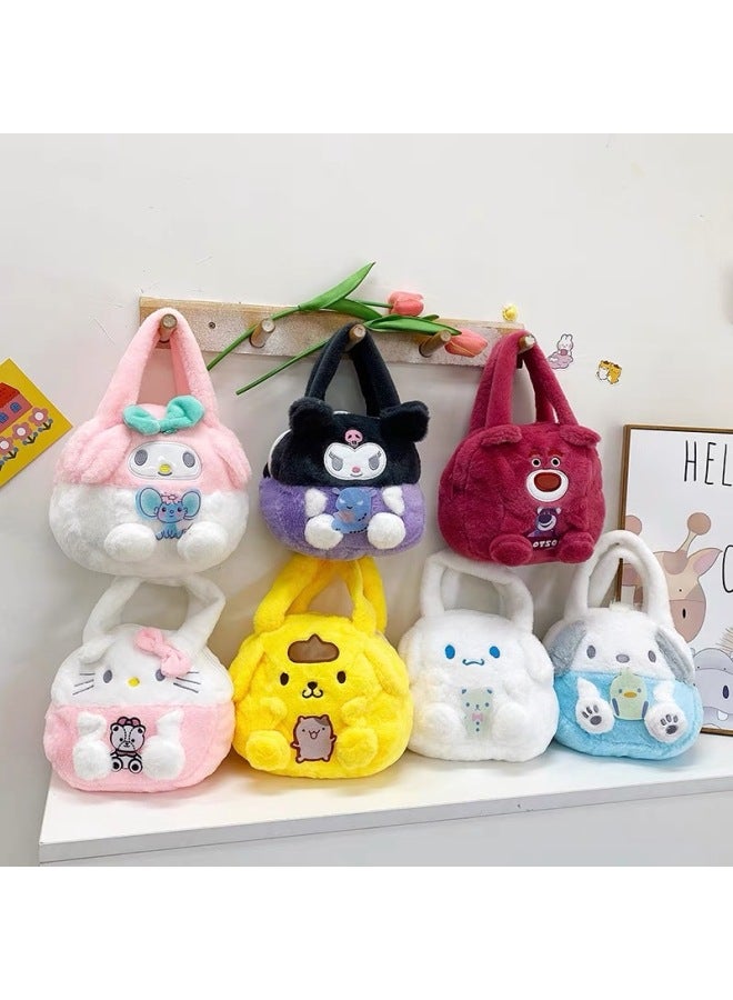 Sanrio Plush Bag Toy Doll Bag Cartoon Ins Style Coin Purse Grab Doll Crossbody Bag-Specifications:Sanrio Handbag (20*21cm)  - Image 1