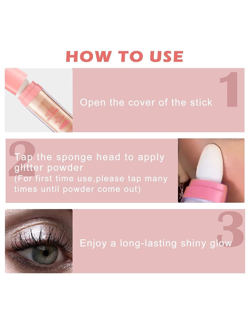 SYOSI Highlighter Powder Stick, Body Glitter Highlighter Makeup, Brightens Makeup Stick for Face Body Hair Cosmetic, Highlighter Body Brightens the Natural Three-dimensional Face Powder Blusher 3 Pack - Image 4