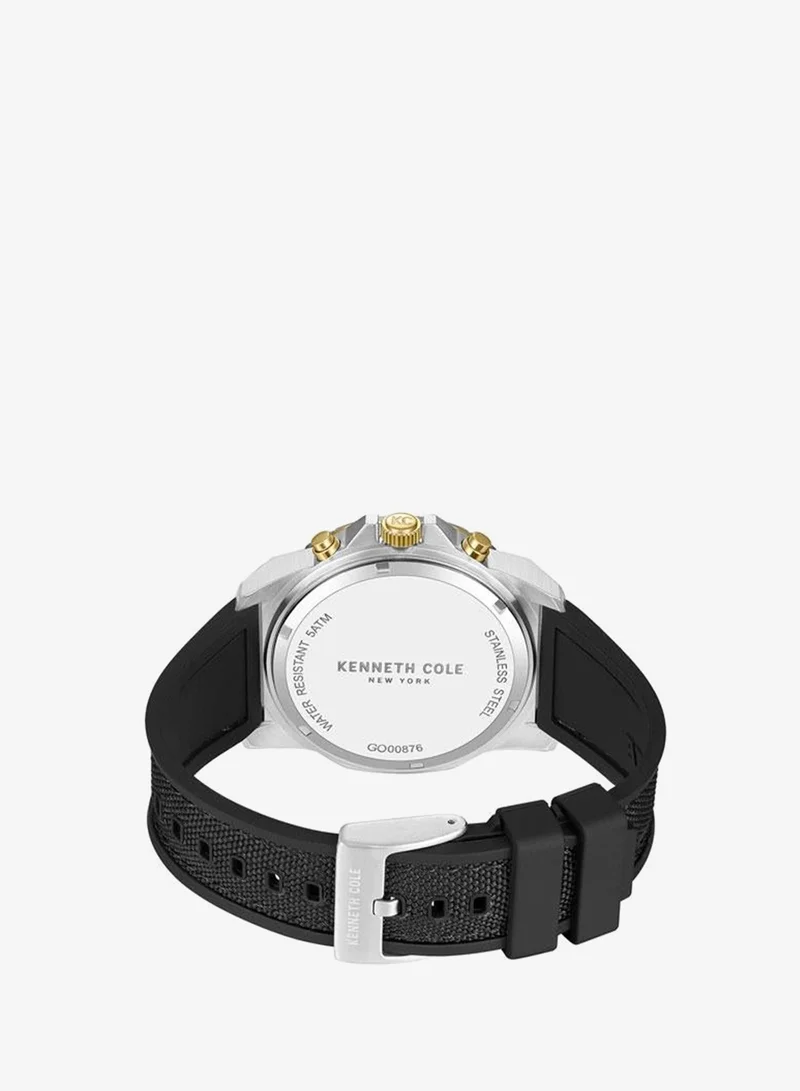 Kenneth Cole New York Green Hollis Green Dial Black Silicone-Nylon Strap Chronograph Watch for Men - 45mm for Men | Best Price UAE