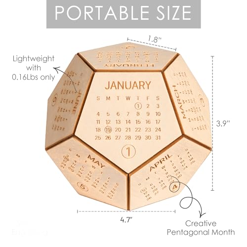 BOYESE 2026 Desk Calendar Wood Dodecahedron, DnD Gifts for Men, Funny Office Gifts for Coworkers, Unique Mens Desk Accessories, Christmas Gift Ideas for Boss Male, Employee, White Elephant Exchange - Image 4