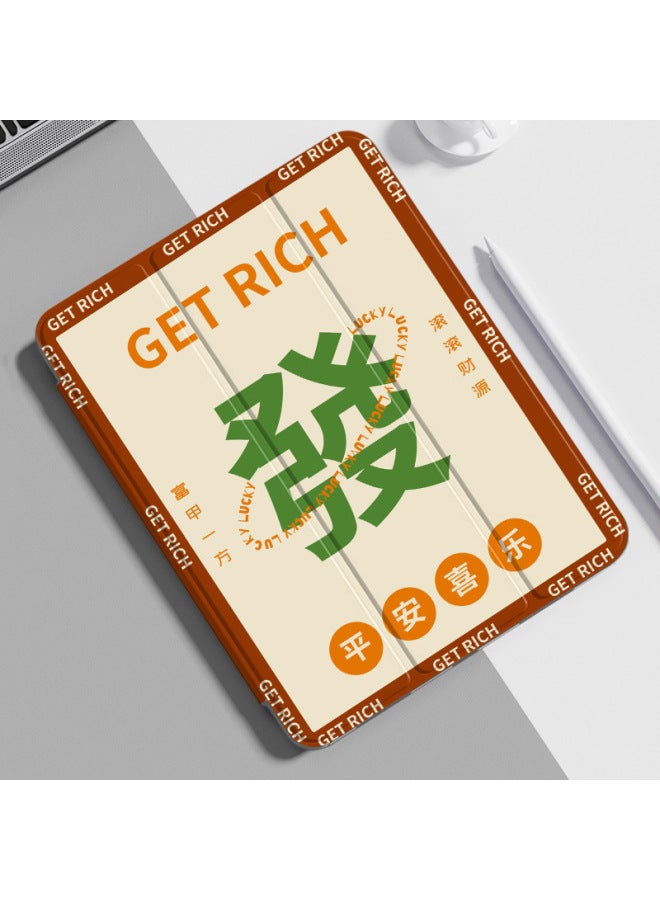 One-piece Delivery Ipad Case Tablet Mini6 Transparent Protective Case Air5 Apple Shell 12.9 Applicable Pro11 Pen Slot-Color:Fujia Side-colored Glaze 2-Applicable Model:mini6