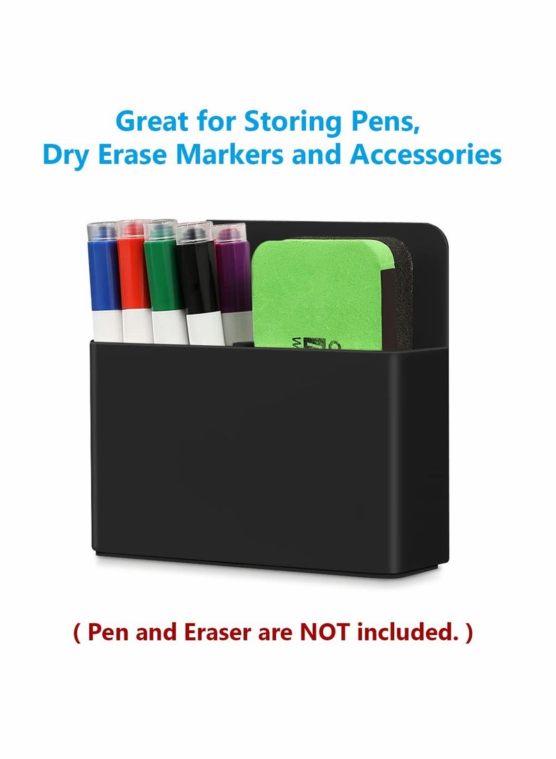 Magnetic Dry Erase Marker Holder Pen and Eraser Holder for Whiteboard, Magnet Pencil Cup Storage Organizer for School Office Home Fridge Locker and Metal Cabinets Black - Image 4