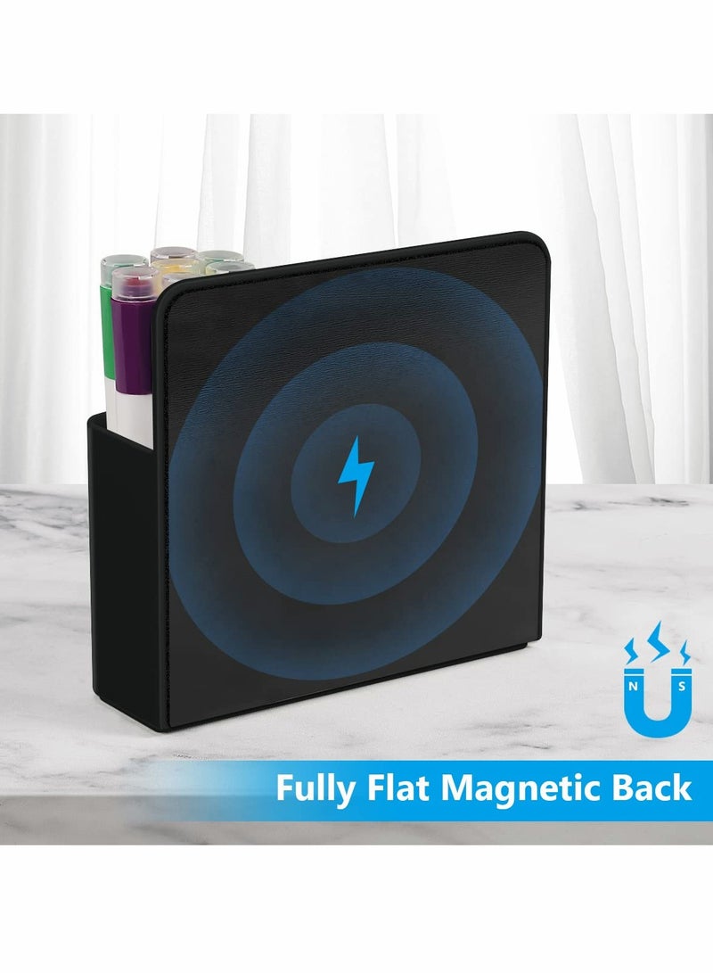 Magnetic Dry Erase Marker Holder Pen and Eraser Holder for Whiteboard, Magnet Pencil Cup Storage Organizer for School Office Home Fridge Locker and Metal Cabinets Black - Image 3