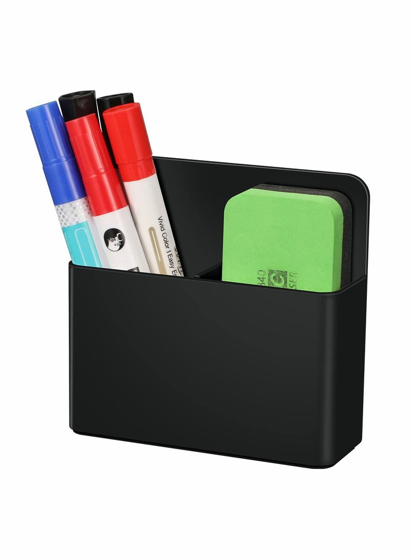 Magnetic Dry Erase Marker Holder Pen and Eraser Holder for Whiteboard, Magnet Pencil Cup Storage Organizer for School Office Home Fridge Locker and Metal Cabinets Black - Image 1
