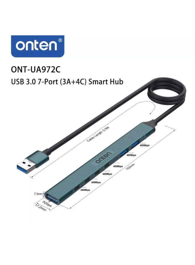 onten UA972C 7 Port USB C HUB 3 Port USB, 4 Port USB C - Image 3