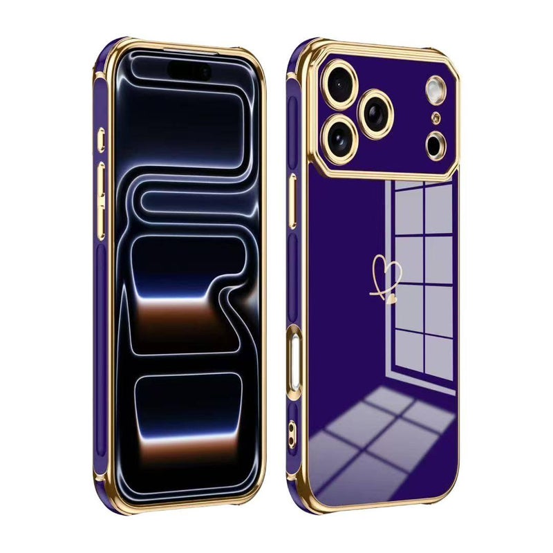BB غطاء واقي بسيليكون لـ iPhone 17 / 17 Air / 17 Pro / 17 Pro Max مع حماية من السقوط وتغطية كاملة مع مقاوم للصدمات مع مطلي بالكهرباء باللون بنفسجي من السيليكون باللون البنفسجي - Image 1