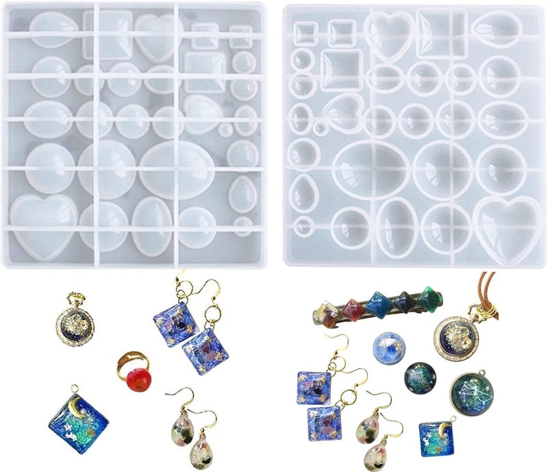 DDlife 2 Pcs Gem Jewelry Casting Mold,Resin Jewelry Casting Molds for Making Earrings Jewelry Making Crafting Projects - Image 1