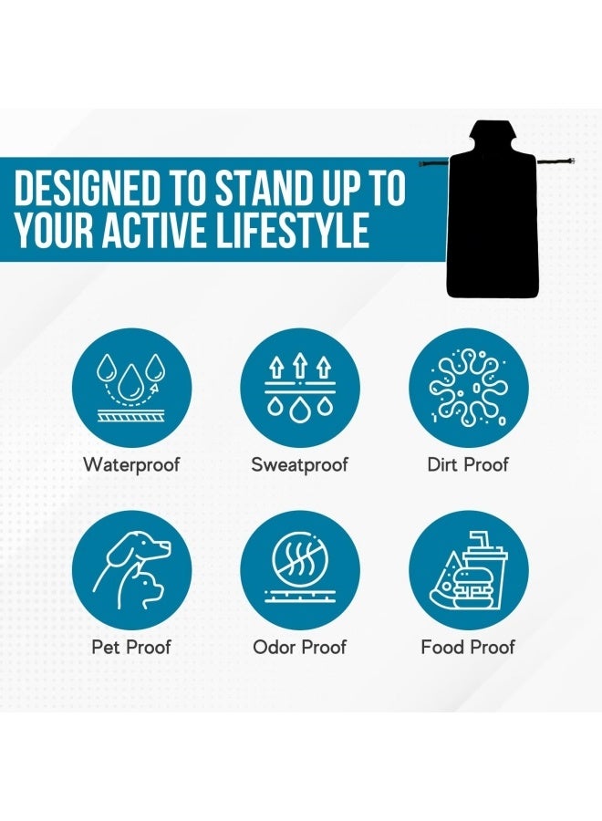 مناشف من الألياف الدقيقة الممتازة غطاء مقعد السيارة -مقاوم للماء ومانع للتعرق -مناسب شامل، قابل للغسيل في الماكينة، واقي غير منحدر للمقاعد للسيارات والشاحنات والسيارات الرياضية والفيان (أسود، حزمة واحدة) - Image 3