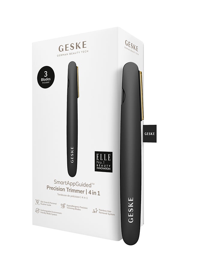 GESKE Precision Trimmer | 4-in-1  | Allergy-Free, Battery-Free, Waterproof | Micro-Precision Contouring Blades | Trims Face, Eyebrows, Beard, Mustache with 2 Additional Blades- Grey  - Image 1
