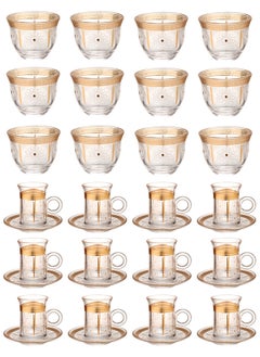 Dove 36-Piece Tea & Coffee Glass Set Clear/Gold, Serve for 12  - Image 1