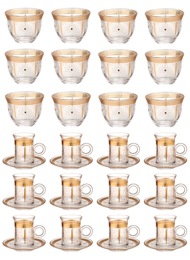 Dove 36-Piece Tea & Coffee Glass Set Clear/Gold, Serve for 12  - Image 1
