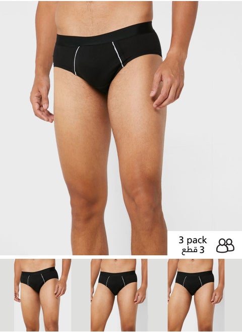 3 Pack Waist Band Hunk Briefs With Antibacterial Finish