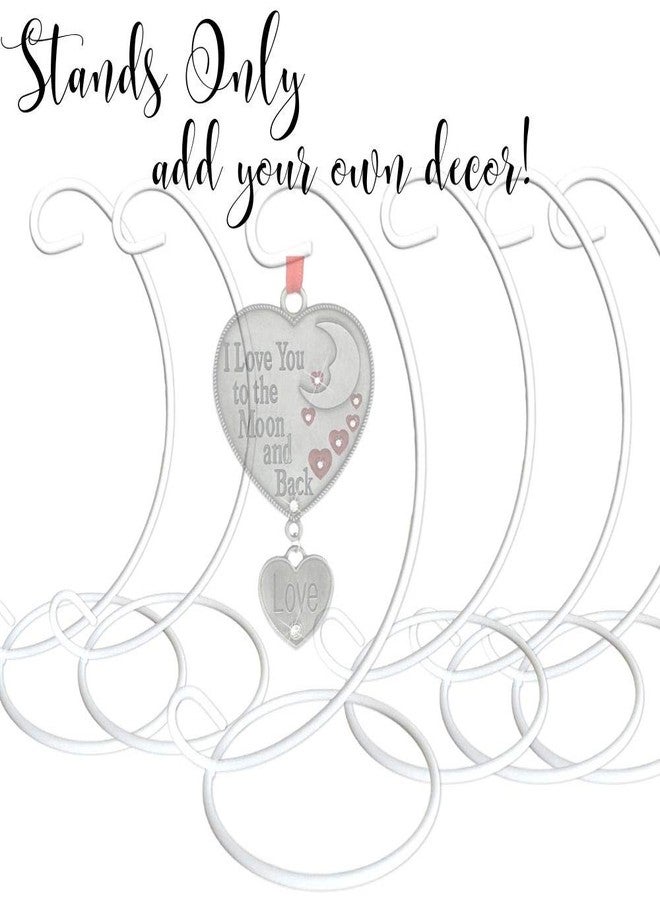 BANBERRY DESIGNS Christmas Ornament Display Stands - Set of 6 - White Metal- 7 inches tall- Christmas Ornaments - Glass Globe - Terrarium Holder - Image 4