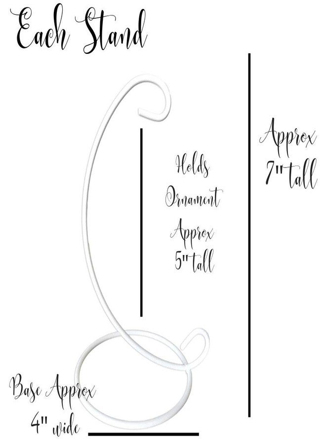 BANBERRY DESIGNS Christmas Ornament Display Stands - Set of 6 - White Metal- 7 inches tall- Christmas Ornaments - Glass Globe - Terrarium Holder - Image 3