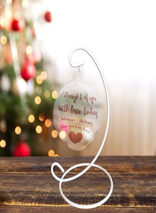 BANBERRY DESIGNS Christmas Ornament Display Stands - Set of 6 - White Metal- 7 inches tall- Christmas Ornaments - Glass Globe - Terrarium Holder - Image 5