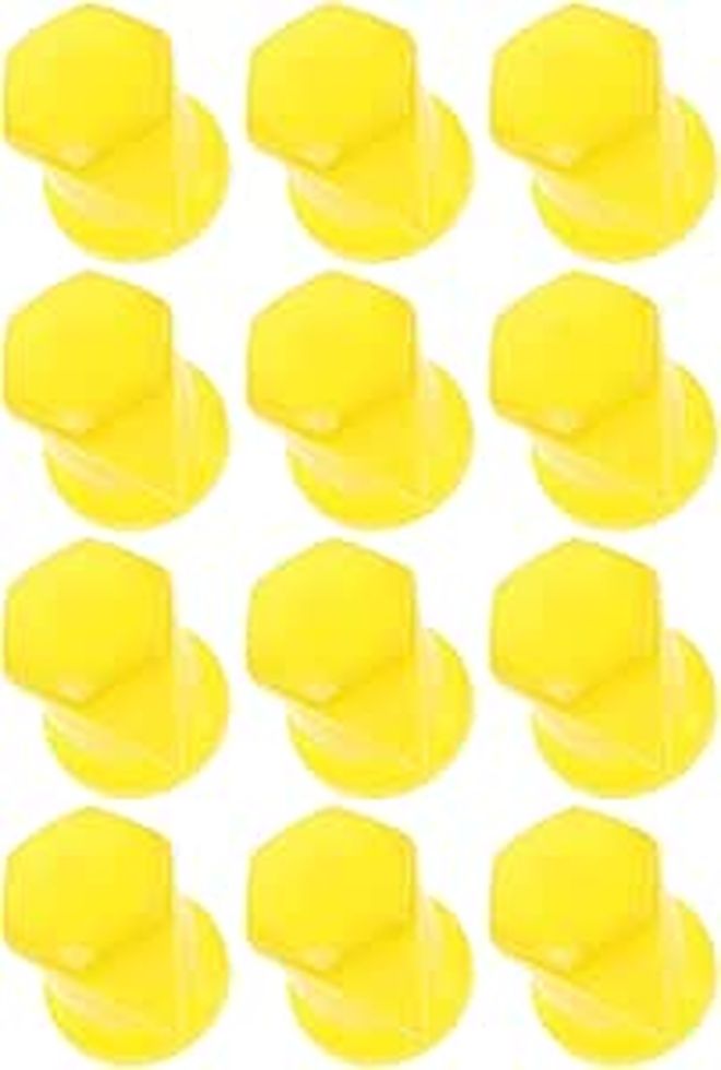 Yellow 33mm Plastic Wheel Nut Covers 24pcs with Loose Bolt Warning for Car Tire Safety - Image 1