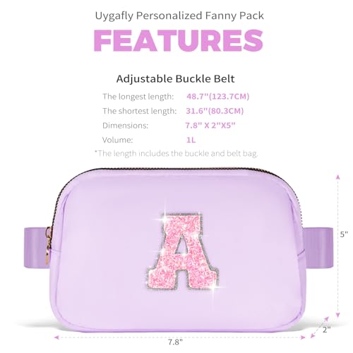 Uygafly Christmas Gift for Teen Girls Kids Daughter Her - Birthday Gifts for 3 4 5 6 7 8 9 10 11 12 13 Year Old Girls,Fanny Pack Crossbody Bag Purse Belt Bag Cute Trendy Stuff | Lavender,Initial A - Image 5
