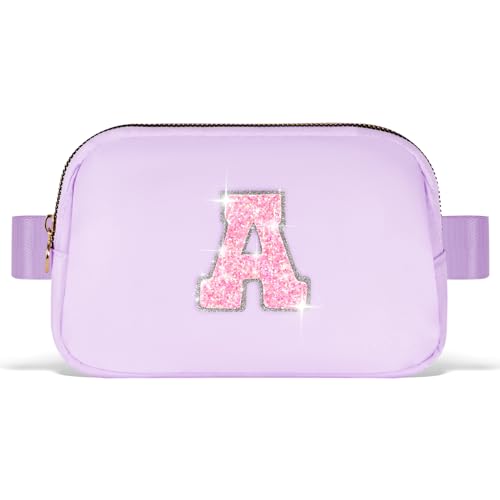 Uygafly Christmas Gift for Teen Girls Kids Daughter Her - Birthday Gifts for 3 4 5 6 7 8 9 10 11 12 13 Year Old Girls,Fanny Pack Crossbody Bag Purse Belt Bag Cute Trendy Stuff | Lavender,Initial A - Image 1