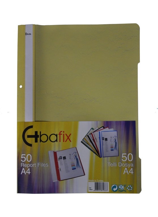 Bafix Plastic File 50 Pack for A4 with Wire - Yellow 