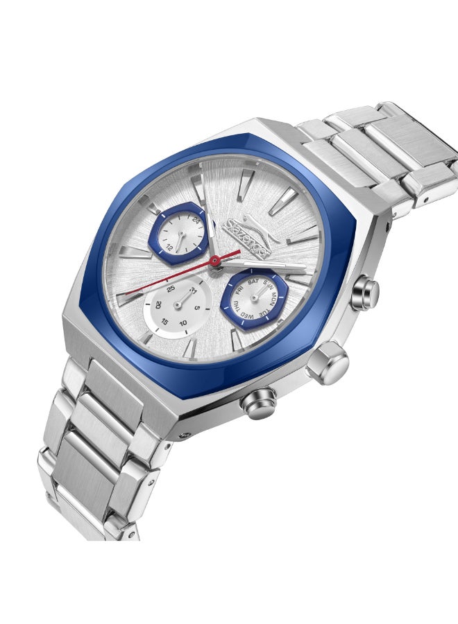 سلازنجر ساعة رجالية متعددة الوظائف بسوار معدني فضي - Image 2