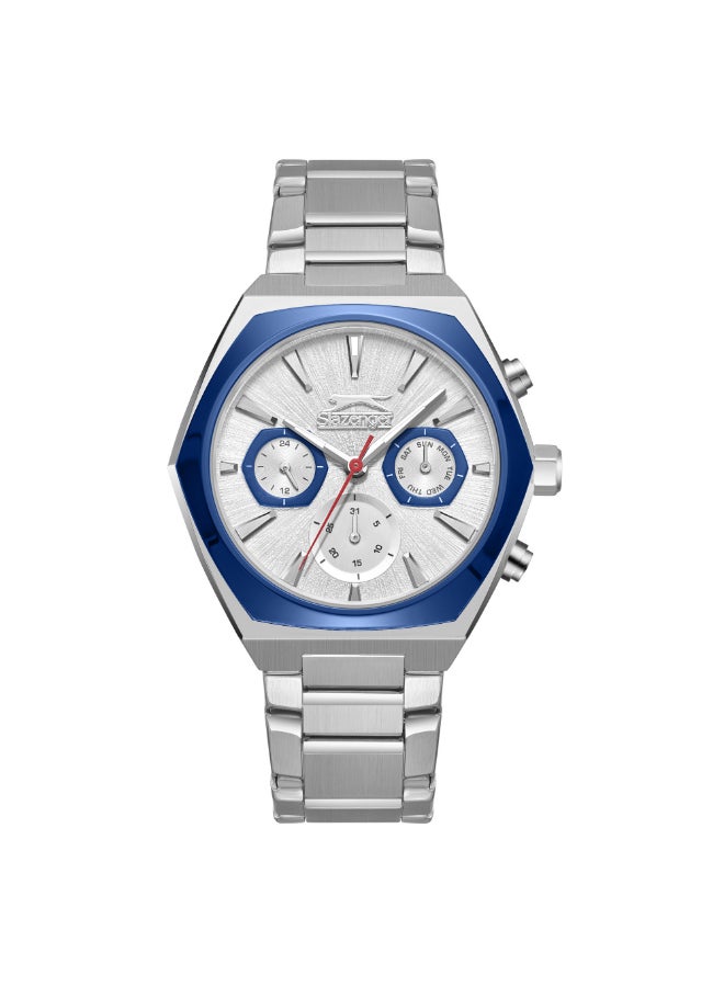 سلازنجر ساعة رجالية متعددة الوظائف بسوار معدني فضي - Image 1